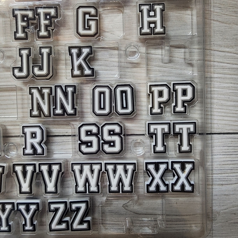 Jibbitz Charms for Crocs Black and White Letters And Numbers Set Of 58 - Picture 5 of 6